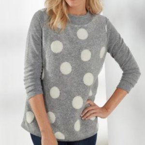NEW SOFT SURROUNDINGS Dottie Top  Sweatshirt Gray White Dots Size Small (6-8)
